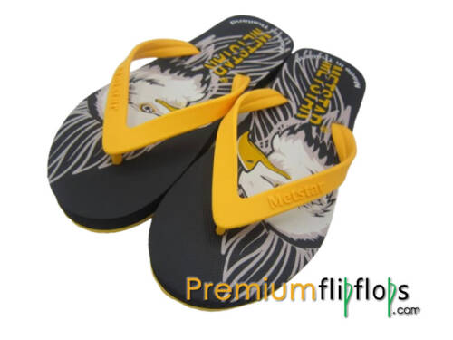 gents expressive eagle artwork flip flops